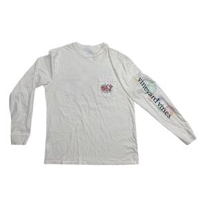 Vineyard Vines T-Shirt Long Sleeve Ladies S White Whale Happy New Years 2021‎